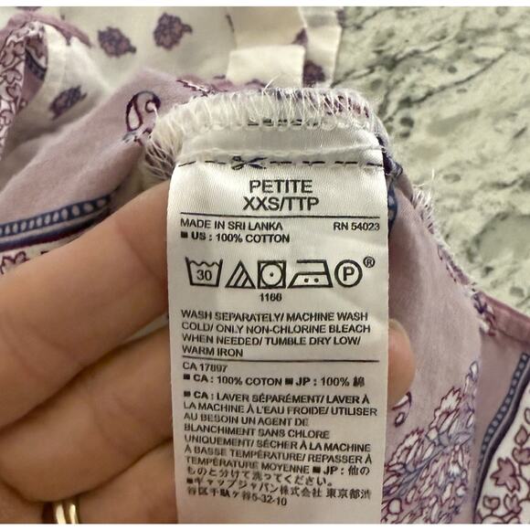 Banana Republic Block Print Button Down Top Size XXSP Petite Cotton Casual - Picture 7 of 11